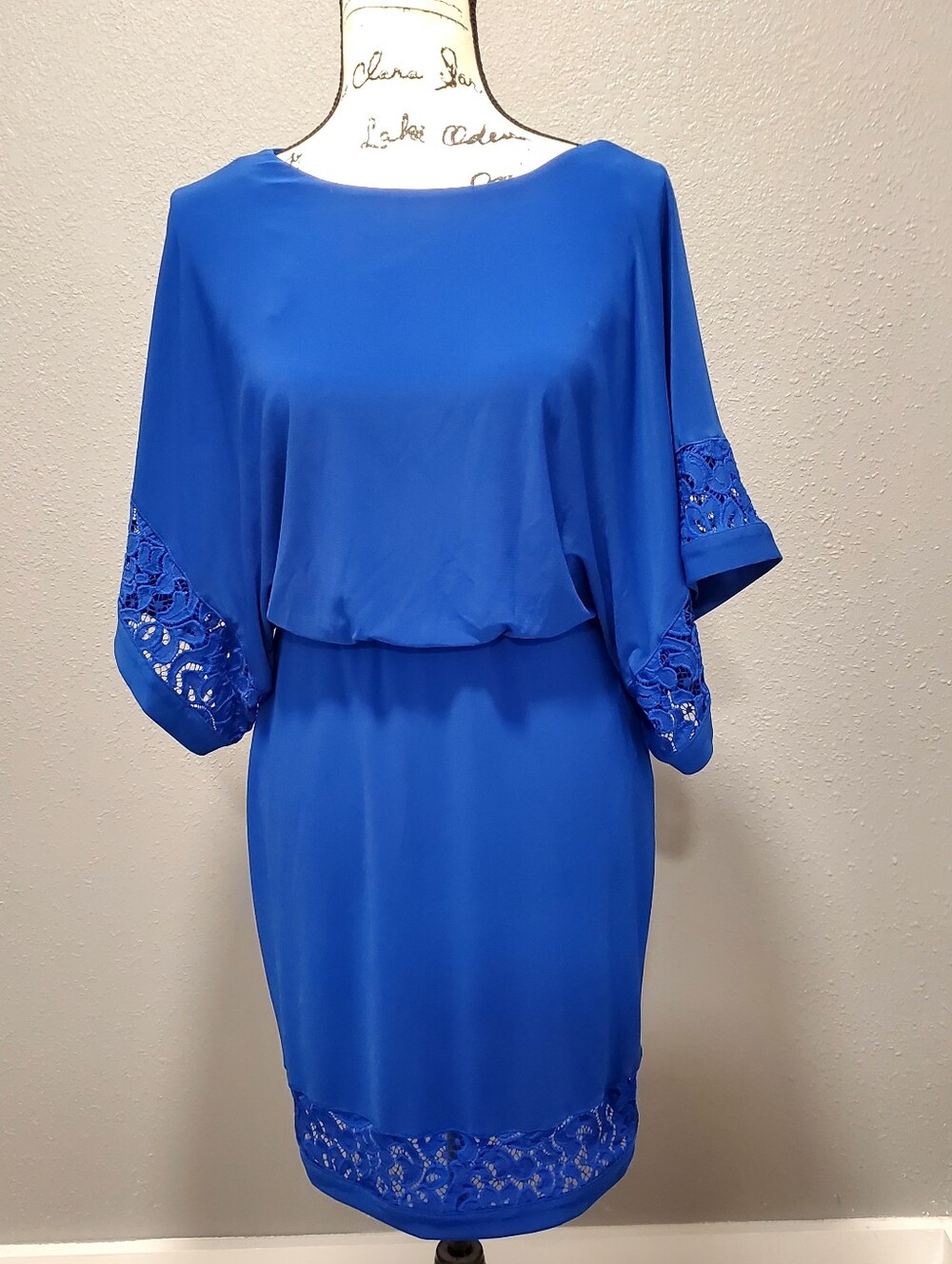 Jessica Howard Royal Blue Lace-Sleeve Blouson Dress Size 6P